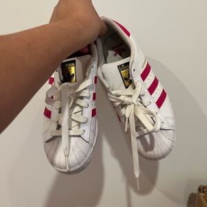 Adidas White and Red Striped Sneakers
